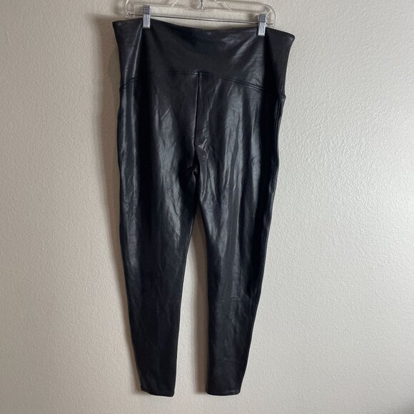 NEW Spanx Womens Plus 3X Faux Leather Leggings Black High Waist Stretch - Picture 9 of 9